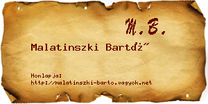 Malatinszki Bartó névjegykártya